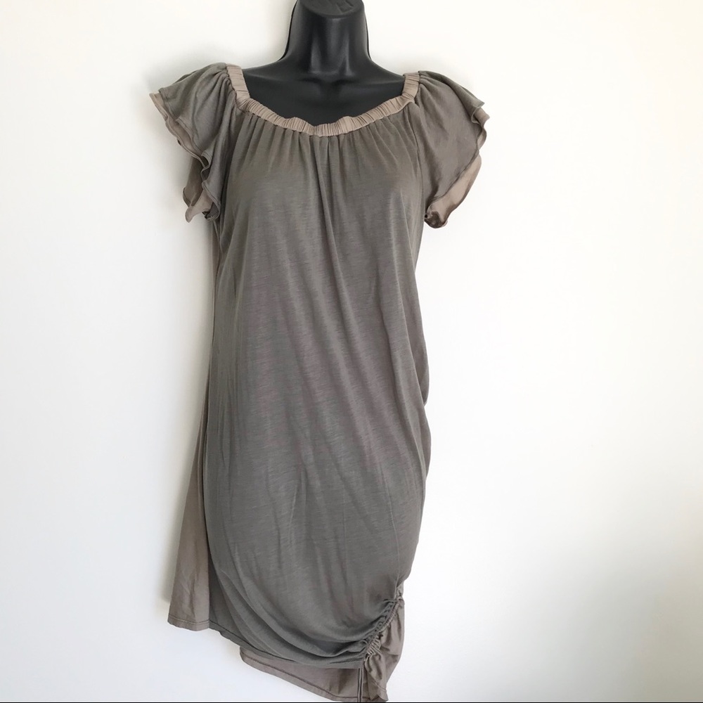 Park Vogel Asymmetrical Ruched Ruffle Dress M